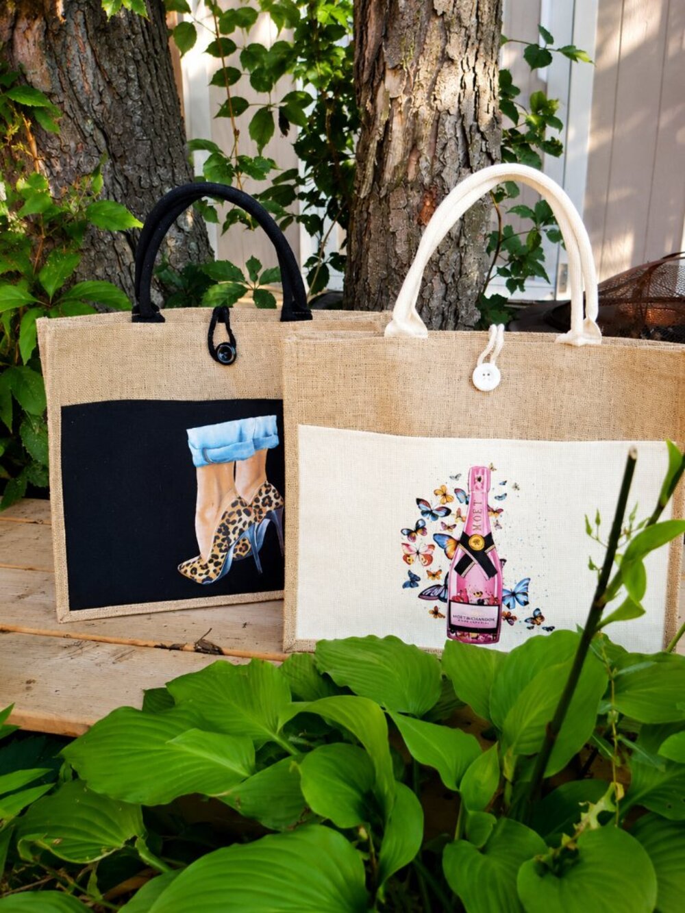 Large Fashion Illustration โVOGUEโ Jute & Canvas Tote - Picture 10 of 12